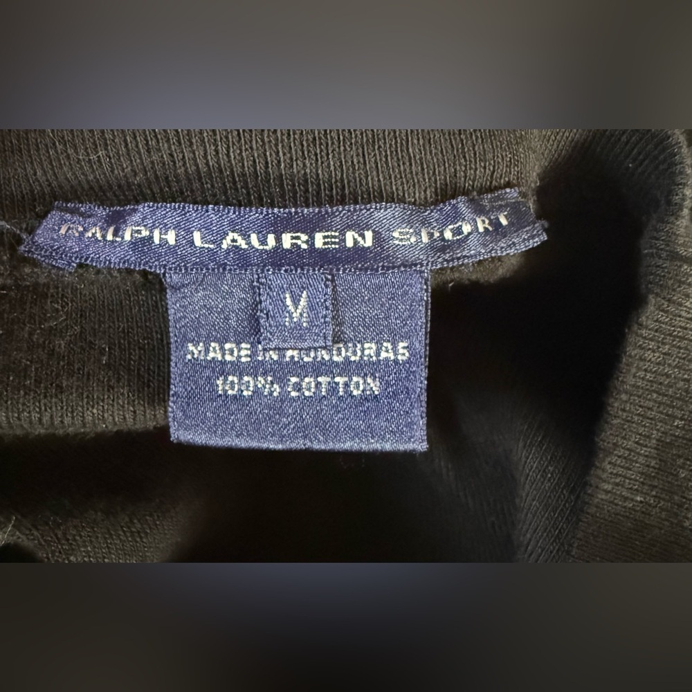 Ralph Lauren Sport 100% cotton black long sleeve fitted shirt polo logo med EUC - Picture 6 of 6